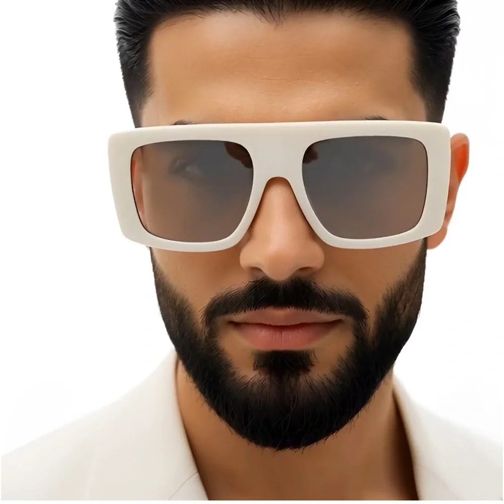 Oversized Square Sunglasses Men Fashion Trendy Bold Frame Beach Street Wear 2026